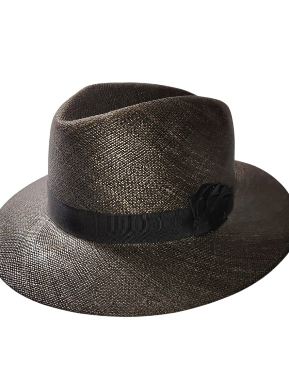 Park Royal Genuine Shantung Panama Fedora Straw Hat Large The Fan Gray USA